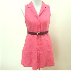Pink collared button down dress